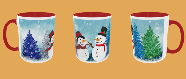 Christmas - Glitter christmas trees with snowmen - Image 4